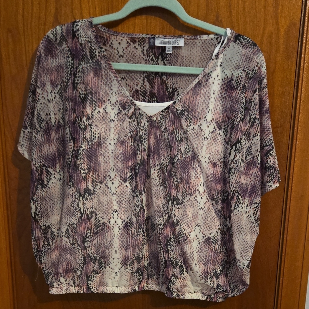 Jennifer Lopez Multicolor Snake Print Blouse